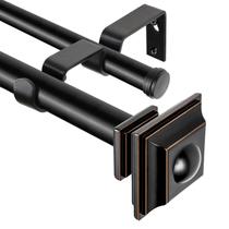 Vareta de cortina KAMANINA de 1 polegada dupla 90-180 cm preta com acabamentos Vareta de cortina KAMANINA de 1 polegada dupla 90-180 cm preta com acabamentos