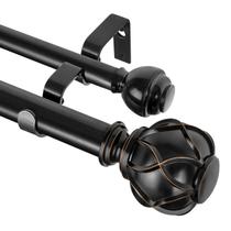 Vareta de cortina KAMANINA de 1 polegada dupla para janelas de 90 a 180 cm preta Vareta de cortina KAMANINA de 1 polegada dupla para janelas de 90 a 180 cm preta