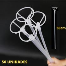 Vareta Pega Balão Transparente 50 Cm - Kit 50 Unidades - L.A.J VARIEDADES