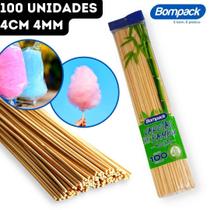 Varetas de Bambu Palito Algodão Doce Sustentável Bompack - 40cm 4mm - pct 100 Unidades