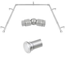 Varetas de cortina para janela de sacada TONIAL 81-218 cm Vareta central 51-213 cm Barra lateral prateada Varetas de cortina para janela de sacada TONIAL 81-218 cm Vareta central 51-213 cm Barra lateral prateada