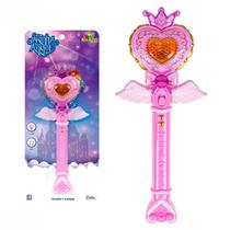 Varinha Mágica Angel Menina Fantasia Princesa Encantada Com Luz Colorida E Som Musical Interativo