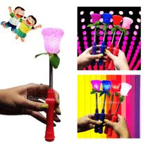 Varinha Mágica LED Flor Coloridos Brilhante Pisca Para Festa Criança Rosa - OK016FLRO - Grande