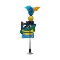 Varinha Ventosa Parede Com Mola Para Gato Pena Colorida Varinha Ventosa Parede Com Mola Para Gato Pena Colorida