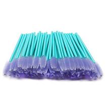 Varinhas de rímel, 300 Pack Pincéis de cílios descartáveis para extensões de cílios Pincel de maquiagem Bulk Tool Set, azul / roxo claro