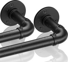 Varões de cortina DHLDWQ Industrial 48-84 polegadas pretos, pacote com 2