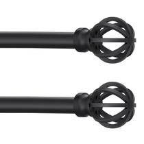 Varões de cortina Poskena Black Metal 5/8 de diâmetro 70-120 cm, pacote com 2 Varões de cortina Poskena Black Metal 5/8 de diâmetro 70-120 cm, pacote com 2