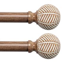 Varões de cortina UNCONSIL Wood, pacote com 2 unidades, 48-86" com padrão de folhas Varões de cortina UNCONSIL Wood, pacote com 2 unidades, 48-86" com padrão de folhas