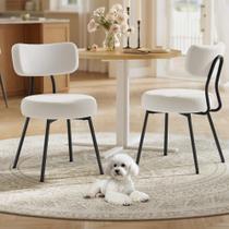 VASAGLE Conjunto de 2 Cadeiras de Jantar Estofadas com Estrutura de Aço Branca