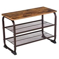 VASAGLE Shoe Bench Rack, prateleira de armazenamento de 3 camadas para sala de estar no corredor de entrada, mobiliário de destaque industrial com estrutura de aço, 26", marrom rústico