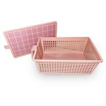 Vasilha Cesto Organizador C/ Alça E Tampa Plástico 32cm