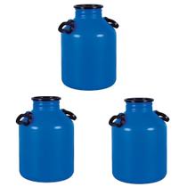 Vasilhame Para Transporte De Leite 20 Litros Azul - Kit 3