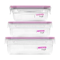 Vasilhas Plásticas C Tampa Jogo 3 Potes Herméticos Açaí Roxo