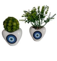 Vasinho Cachepot Olho Grego Coração Parede/Mesa KIT 2 Peças