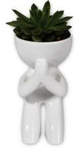 Vasinho Cachepot Suculenta Robert Rezando Branco sem suculentas