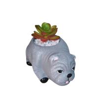 Vasinho Cachorro Buldogue Suculenta De Ceramica