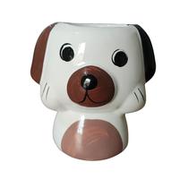 Vasinho Cachorro De Cerâmica Para Suculenta Flor Porta Treco Branco Com Marrom Vasinho Cachorro De Cerâmica Para Suculenta Flor Porta Treco Branco Com Marrom