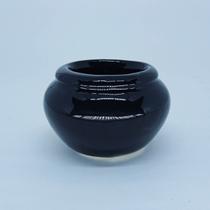 Vasinho Cerâmico Esmaltado para Suculentas Mini Vaso Cachepô Preto