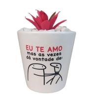 Vasinho Flork Conico de Ceramica para suculenta com Frases - Decore Casa Vasinho Flork Conico de Ceramica para suculenta com Frases - Decore Casa