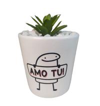 Vasinho Flork Conico de Ceramica para suculenta e flor Frase Vasinho Flork Conico de Ceramica para suculenta e flor Frase