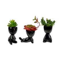 Vasinho Robert de Porcelana Preto Decorativo para Plantas