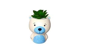 Vasinho Vaso Para Suculenta Urso Bebe Azul Bebe Em Ceramica - Hp Decor