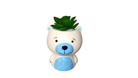 Vasinho Vaso Para Suculenta Urso Bebe Azul bebe Em Ceramica