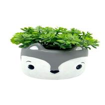 Vasinho Vaso Raposa Raposinha Em Ceramica Suculenta Cinza