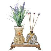 Vasinho Vime Treliça Lavanda Difusor Aroma Bandeja Madeira