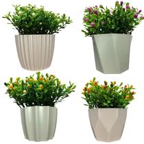 Vasinhos De Plantas Flores Artificial Decoração Kit 4 Vasos