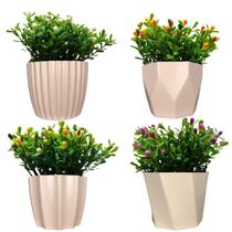 Vasinhos De Plantas Flores Artificial Decoração Kit 4 Vasos