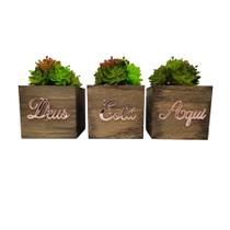 Vasinhos Decorativos - Deus Está Aqui - Rose - Enfeite De Mesa para Sala