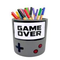 Vaso 1 Pote Decorativo de Ceramica Mesa Gamer Over CINZA