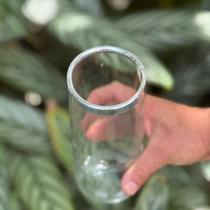 Vaso 21cm de Vidro Borda de Alumínio para Flores Transparente para Decoração decore sua casa