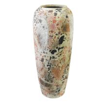 Vaso 90cm Rústico Ceramica Bege Rosa e Preto Luxo