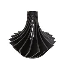 Vaso Aletado Torcido Impressão 3D Decoração 14cm Sala Moderno Preto