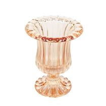 Vaso âmbar luxo de vidro trabalhado com pé renaissance