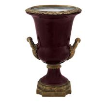 Vaso Ânfora Porcelana Nobre Vinho Alças Classica Bronze Luxo
