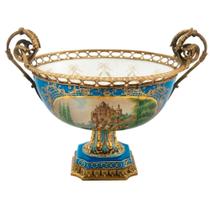 Vaso Ânfora Porcelana Ouro Prensado Bronze Alta Decoração