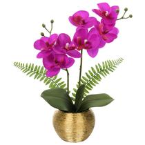 Vaso artificial de flores de orquídea Briful de 33 cm em ouro roxo