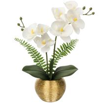 Vaso artificial de flores de orquídea Briful de 34 cm em ouro branco