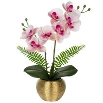 Vaso artificial de orquídea Briful de 33 cm em ouro rosa e branco