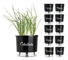 Vaso Auto Irrigável 03 Gourmet Preto Horta Temperos Raiz Vaso Auto Irrigável 03 Gourmet Preto Horta Temperos Raiz