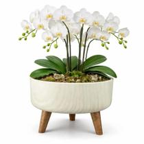 Vaso Bacia Linha Genebra com Tripé de Madeira 24x17,5cm - Vaso Bacia Linha Genebra com Tripé de Madeira 24x17,5cm -