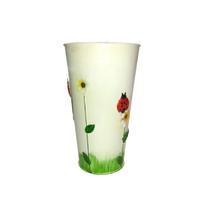 Vaso Balde Metal Enfeite Jardim Quintal Varanda Joaninha Flor Branco (SYBO-G8)