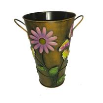 Vaso Balde Metal Enfeite Jardim Quintal Varanda Joaninha Flor Laranja (BALDE-26) - Braslu