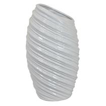Vaso Benzara Avery Spiral Design em cerâmica branca 43 cm