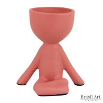 Vaso Bob Meditando em Cerâmica Rosa