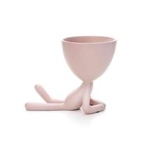 Vaso Bob Robert Plant Deitado Em Poliresina Rosa 13x14x10cm