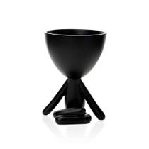 Vaso Bob Robert Plant Perna Cruzada Em Poliresina Preto 14,5x11x10cm